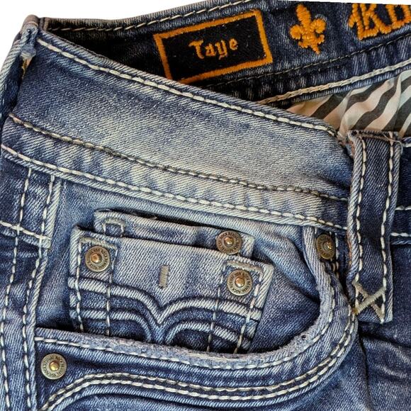 Vintage ROCK REVIVAL Denim Blue Jeans Taye Mid Rise Straight Leg Fit Women's 28 - Picture 5 of 8